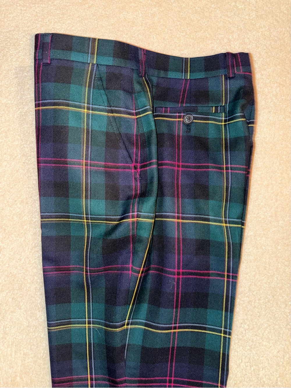 Boys Brooks Brothers Green & Black Plaid Pants with Red & Yellow Windowpane